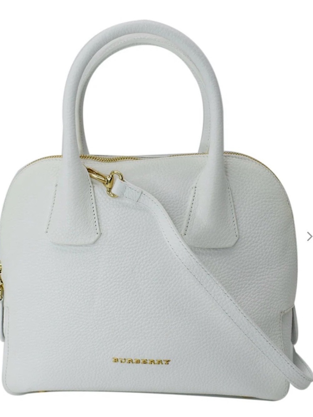 Authentic Burberry!!!
Elegant White Leather Dome Satchel Handbag